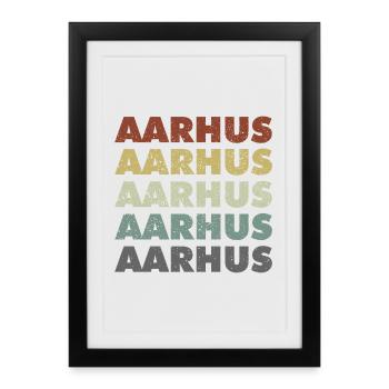 Aarhus - Danemark - Danemark - Scandinavie - Affiche encadrée (27 × 37 cm) - noir - Devant