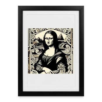 Portrait de la Renaissance de style ornemental - Affiche encadrée (27 × 37 cm) - noir - Devant