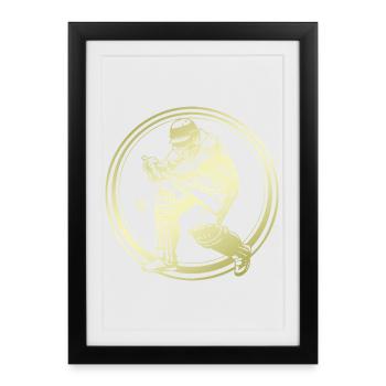 Cricket Silhouette - Affiche encadrée (27 × 37 cm) - noir - Devant
