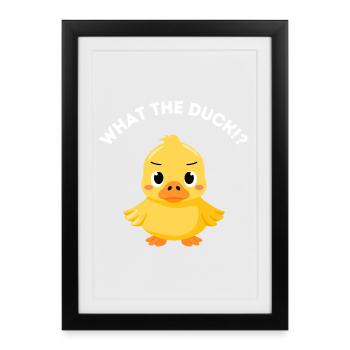 Funny Duckling Pun - Qu’est-ce que le canard - Affiche encadrée (27 × 37 cm) - noir - Devant