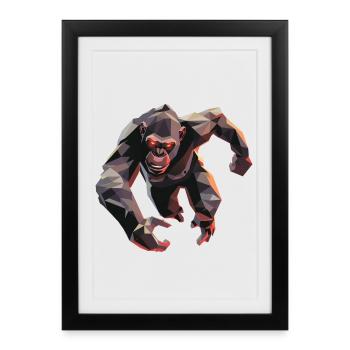 Gorilla in low poly style - Framed poster (27 × 37 cm) - black - Front