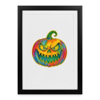 Rainbow Pumpkin Grin - Framed poster (27 × 37 cm) - black - Front