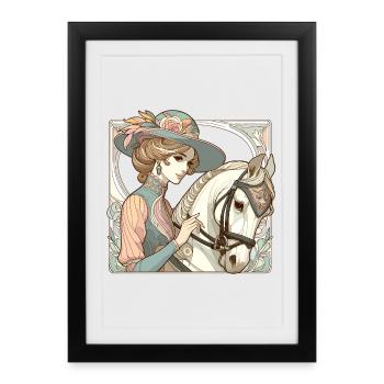 Dressage Horse Noble Art Nouveau Gift - Framed poster (27 × 37 cm) - black - Front