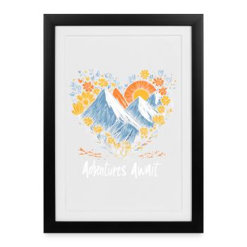 adventures await - Gerahmtes Poster (27 × 37 cm) - Schwarz - Vorne