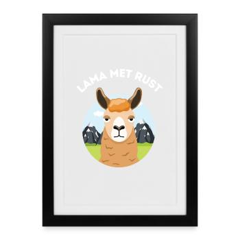 Llama at Rest – Funny pun - Framed poster (27 × 37 cm) - black - Front