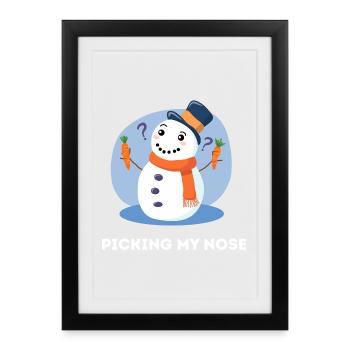 Cure My Nose - Jeu de mots amusant sur le bonhomme de neige - Affiche encadrée (27 × 37 cm) - noir - Devant