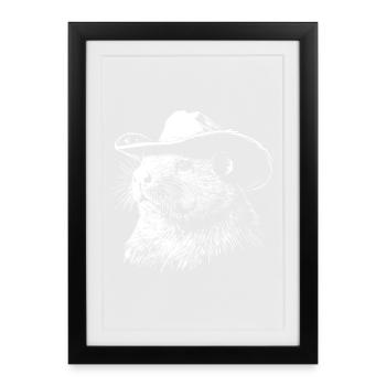 Beaver Cowboy Hat Western - Framed poster (27 × 37 cm) - black - Front