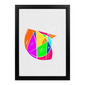 Art du signe du chaos coloré - Affiche encadrée (27 × 37 cm) - noir - Devant