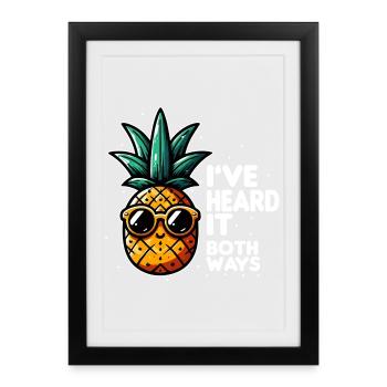 Ananas Slogan Double Sens - Affiche encadrée (27 × 37 cm) - noir - Devant
