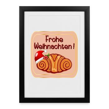 Joyeux Noël Hambourg Franzbrötchen - Affiche encadrée (27 × 37 cm) - noir - Devant