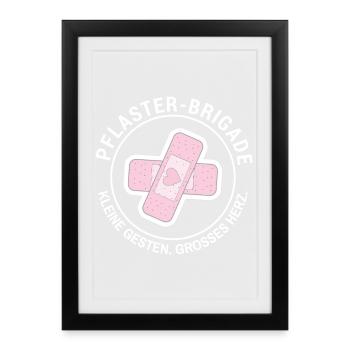 Brigade trottoir Petits gestes. Un grand cœur. - Affiche encadrée (27 × 37 cm) - noir - Devant