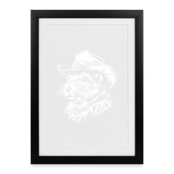 Hamster Cowboy Hat Western - Framed poster (27 × 37 cm) - black - Front