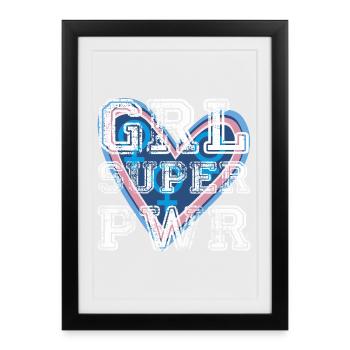Pouvoir Fille Cœur Arc en Ciel - Affiche encadrée (27 × 37 cm) - noir - Devant