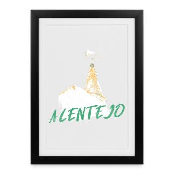 fireplace with typical Alentejo stork - Framed poster (27 × 37 cm) - black - Front