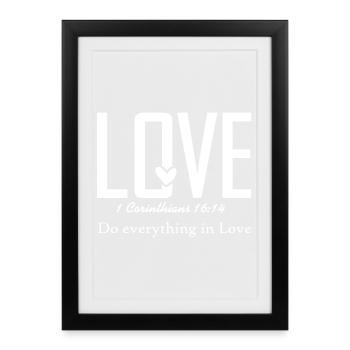 Alles in Liebe machen – Cross Design - Gerahmtes Poster (27 × 37 cm) - Schwarz - Vorne