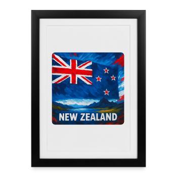 New Zealand Flag Design - Framed poster (27 × 37 cm) - black - Front