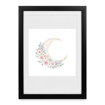 Moon Blossom Wreath - Framed poster (27 × 37 cm) - black - Front