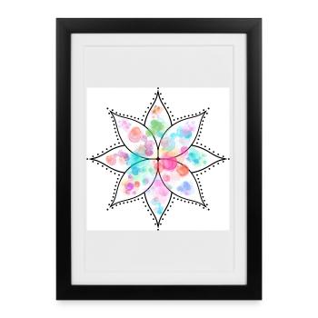 Mandala Fleur pastel Aquarelle - Affiche encadrée (27 × 37 cm) - noir - Devant