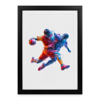 Action de handball tempête de couleurs - Affiche encadrée (27 × 37 cm) - noir - Devant