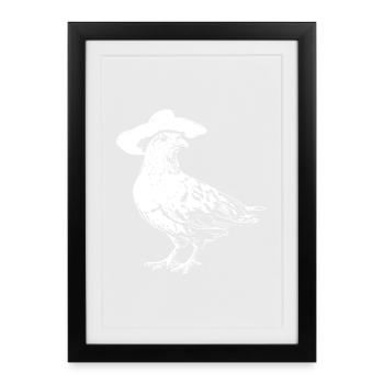 Pigeon Cowboy Hat Western - Framed poster (27 × 37 cm) - black - Front