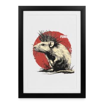 Punk Rock Rat - Affiche encadrée (27 × 37 cm) - noir - Devant