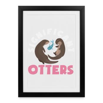Loutre de mer dessin animé loutre - Affiche encadrée (27 × 37 cm) - noir - Devant