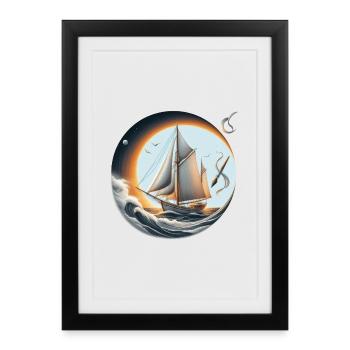 Sailing Circle at Sunset - Framed poster (27 × 37 cm) - black - Front