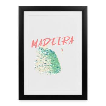 Baigneuse plage noire Madère illustration - Affiche encadrée (27 × 37 cm) - noir - Devant