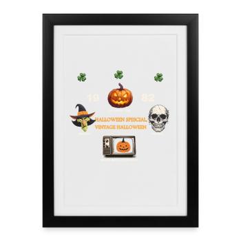 T-shirt vintage Halloween Mashup - Affiche encadrée (27 × 37 cm) - noir - Devant