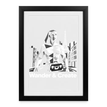 Travel Art Design World Map Paris Wanderlust - Framed poster (27 × 37 cm) - black - Front
