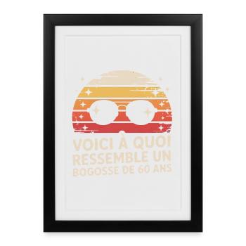 Lunettes Vintage 60 Ans Fun - Affiche encadrée (27 × 37 cm) - noir - Devant