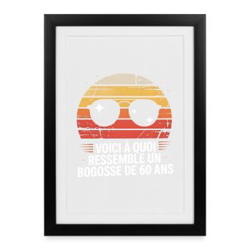 Bogosse 60 Year Old Retro Sun - Framed poster (27 × 37 cm) - black - Front