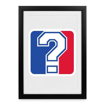 Icône de la Ligue des points d’interrogation – Fan de sport - Affiche encadrée (27 × 37 cm) - noir - Devant