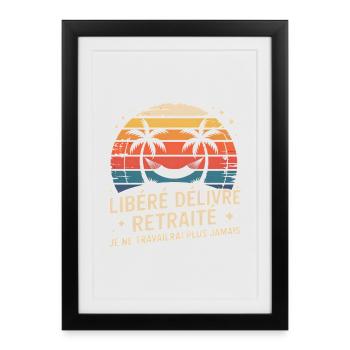 Retraité Libre Palm Sunset - Affiche encadrée (27 × 37 cm) - noir - Devant