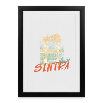 Architecture mauresque Sintra illustration - Affiche encadrée (27 × 37 cm) - noir - Devant