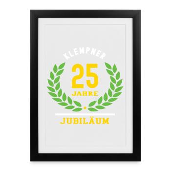 Plombier 25 ans 25e anniversaire - Affiche encadrée (27 × 37 cm) - noir - Devant