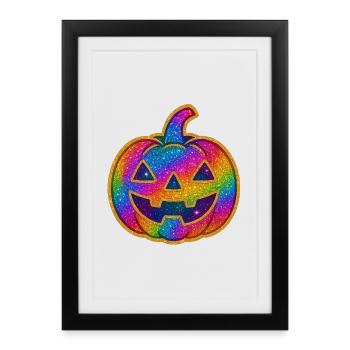 Citrouille scintillante arc-en-ciel - Affiche encadrée (27 × 37 cm) - noir - Devant