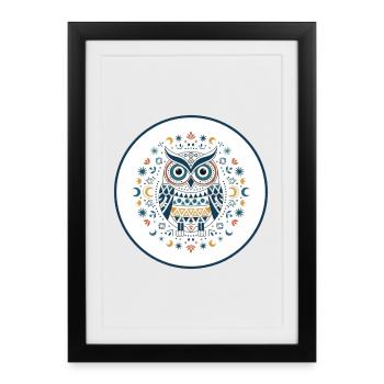 Tawny Owl Mandala Pattern - Framed poster (27 × 37 cm) - black - Front