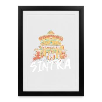 Architecture parc Monserrate Sintra illustration - Affiche encadrée (27 × 37 cm) - noir - Devant
