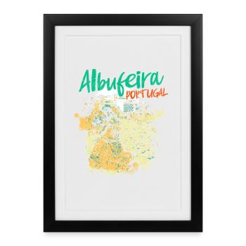 Peneco Albufeira beach illustration Algarve - Framed poster (27 × 37 cm) - black - Front