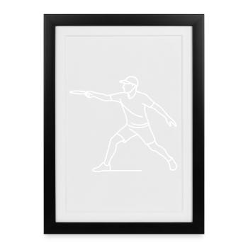 Discgolf Spieler Skizze – minimalistisches Motiv - Gerahmtes Poster (27 × 37 cm) - Schwarz - Vorne