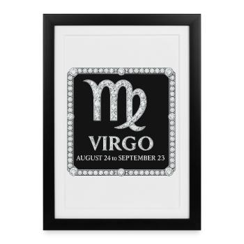 Signe du zodiaque Vierge - Affiche encadrée (27 × 37 cm) - noir - Devant