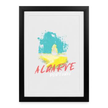 Beach Rocks Algarve Illustration Portugal - Framed poster (27 × 37 cm) - black - Front