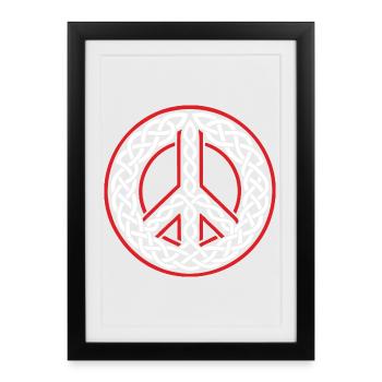 Amour Et Paix Celtique Triskel en Nœuds Blancs - Affiche encadrée (27 × 37 cm) - noir - Devant