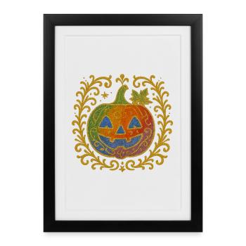 Citrouille scintillante ornementée - Affiche encadrée (27 × 37 cm) - noir - Devant