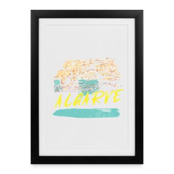 Falaises Algarve illustration Portugal - Affiche encadrée (27 × 37 cm) - noir - Devant