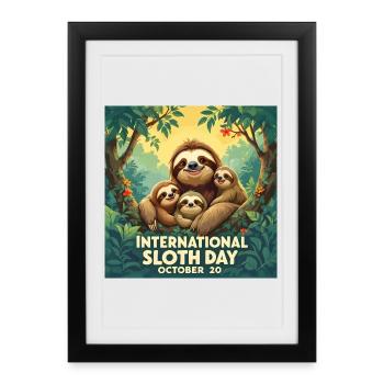 Journée internationale de la paresse en famille - Affiche encadrée (27 × 37 cm) - noir - Devant