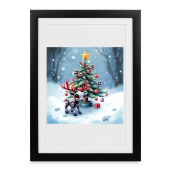 Renne robot de Noël - Affiche encadrée (27 × 37 cm) - noir - Devant