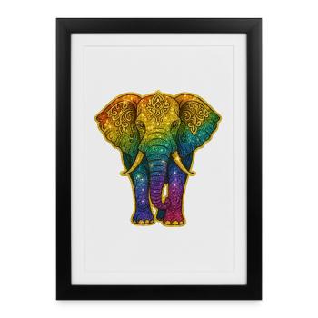 Rainbow Elephant Gold Glitter - Framed poster (27 × 37 cm) - black - Front