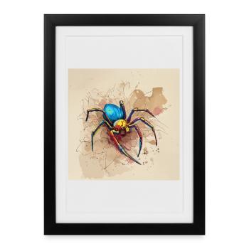 Colorful spider in watercolor style - Framed poster (27 × 37 cm) - black - Front